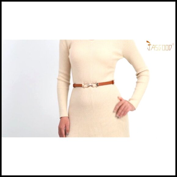 Thin Pu Leather Skinny Belts Adjustable Gold Buckle Minimal Chic Accessory